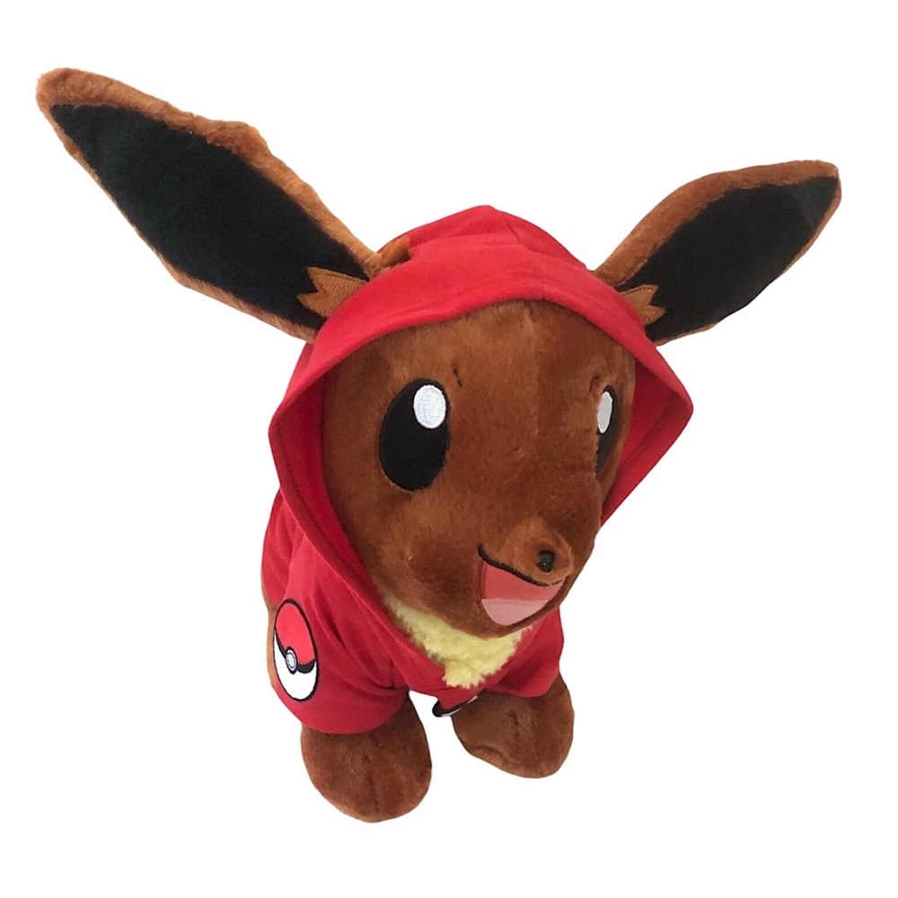 Build a Bear Pokemon Stuffed EEVEE Plush with Red Hoodie - Sound Works